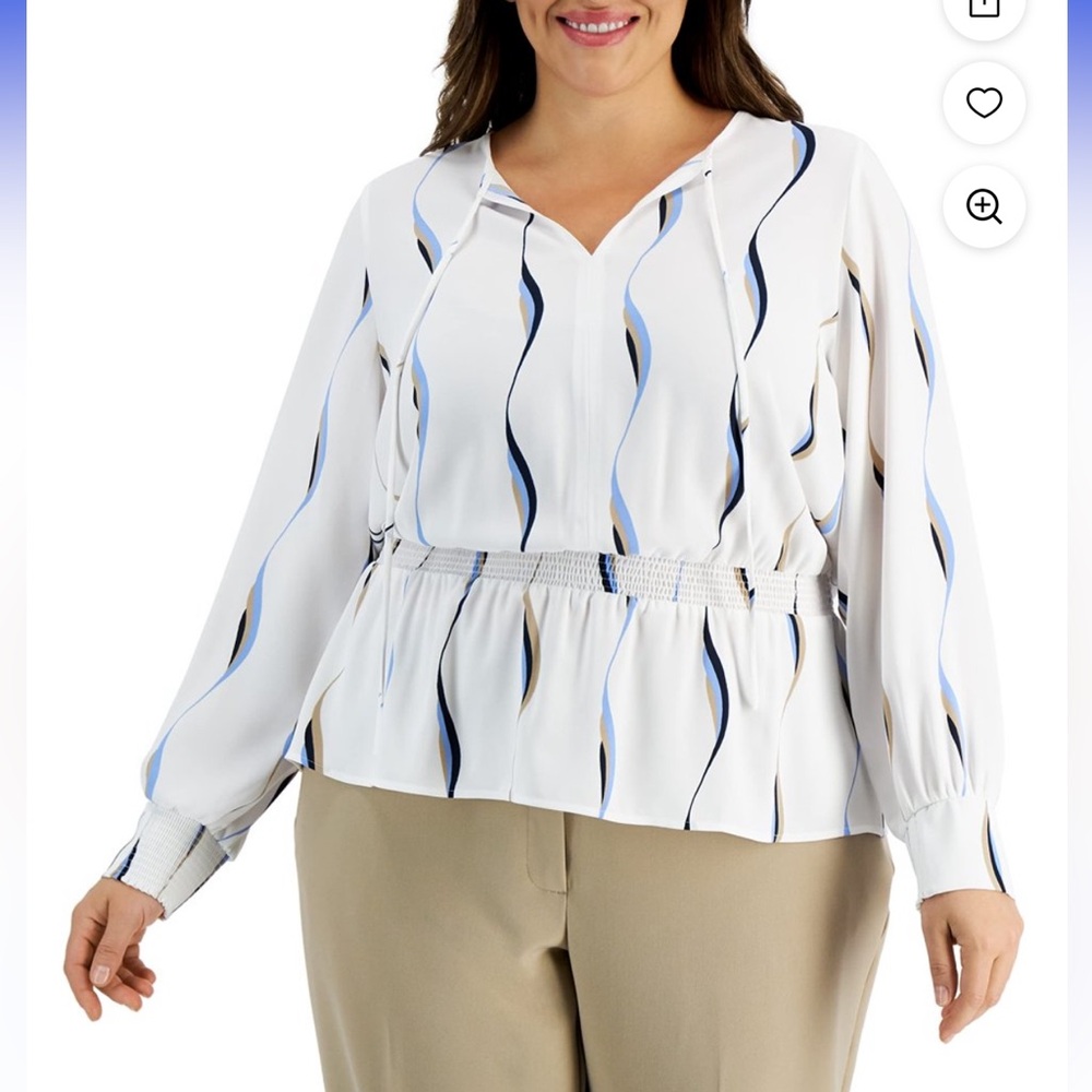 Alfani Plus Size Smocked Peplum Top Soft Swell 2X